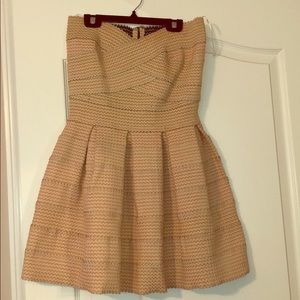 Gold tube top skater mini dress